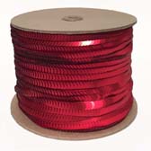 1 row 6 mm elastic, metal shining cup sequin - RED